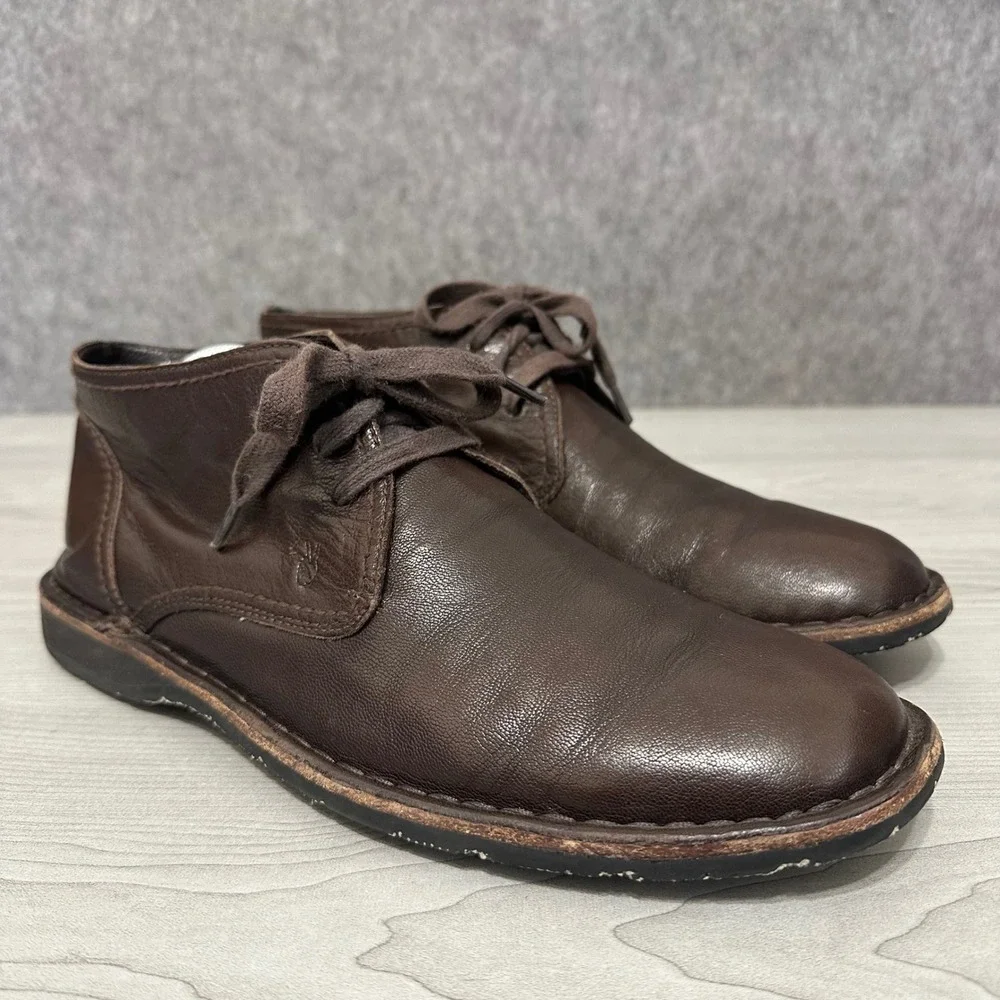 John Varvatos Chukka‎ Boots Mens 9 Brown Hipster Leather Lace Up F505K4B Q68B
